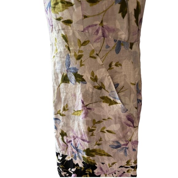 J. Jill Linen Floral Print Midi Dress Sz M Womens Summer Blue White Purple Sheat - Picture 7 of 15